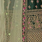 Rajwada Green Satin Silk Embroidered Semi-Stitched Lehenga For Women