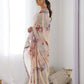 Rajwada Cream Chinon Printed Saree With Unstitched Blouse For Women
