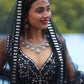 Rajwada Black Silk Blend Semi Stitched Lehenga With Unstitched Blouse For Women