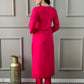 Rajwada Pink Viscose chanderi Embroidered Stitched Kurta Set For Women