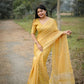 Rajwada Yellow Silk Blend Woven Saree For Women