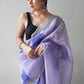 Rajwada Light Purple Organza Printed Saree With Unstitched Blouse For Women