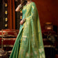 Rajwada Aqua Green Silk Blend Solid Saree For Women