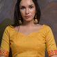 Rajwada Yellow Printed Chiffon Saree With Unstitched Blouse For Women