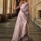 Rajwada Mauve Silk Blend Woven Saree With Unstitched Blouse For Women