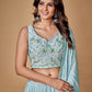 Rajwada Blue Embroidered Chiffon Stitched Lehenga With Blouse For Women