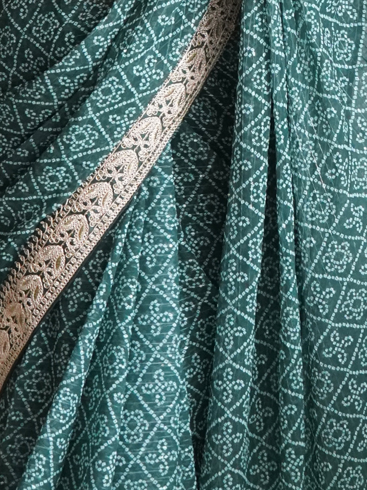 Rajwada - Beautiful Teal Georgette Silk Saree with Unstitched Blouse
