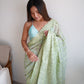 Rajwada Green Georgette Embroidered Saree With Unstitched Blouse For Women