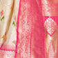 Rajwada Off White Silk Blend Woven Saree With Unstitched Blouse For Women