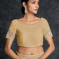 Rajwada Beige Embroidered Georgette Saree With Unstitched Blouse For Women