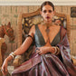 Rajwada Wine Organza Woven Saree With Unstitched Blouse for Women