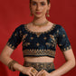 Rajwada Teal Embroidered Georgette Saree With Unstitched Blouse For Women