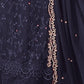 Rajwada Blue Georgette Embroidered Semi-Stitched Kurta Set For Women