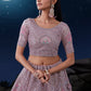 Rajwada Mauve Embroidered Soft Net Semi Stitched Lehenga With Blouse For Women