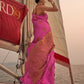 Rajwada Pink Satin Woven Saree With Unstitched Blouse for Women