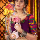 Rajwada Multicolor Cotton Blend Printed With Mirror Work Semi-Stitched lehenga For Women