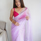 Rajwada Pink Organza Embroidered Saree With Unstitched Blouse For Women