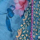 Rajwada Blue Organza Printed Saree With Unstitched Blouse For Women