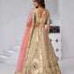 Rajwada Beige Silk Blend Embroidered Semi-Stitched Lehenga For Women