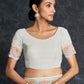 Rajwada White Embroidered Georgette Saree With Unstitched Blouse For Women