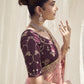 Rajwada Pink Embroidered Net Saree With Unstitched Blouse For Women