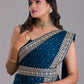 Rajwada Navy Blue Embroidered Art Silk Saree With Unstitched Blouse For Women
