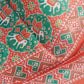 Rajwada Green And Orange Chinon Printed Saree With Unstitched Blouse For Women