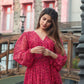 Rajwada Pink Chiffon Stitched Printed Indo Western Dress For Women