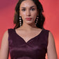 Rajwada Wine Embellished Georgette Saree With Unstitched Blouse For Women