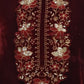 Rajwada Wine Velvet Embroidery Semi-Stitched Kurta Set For Women