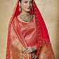 Rajwada Red Silk Blend Embellished Saree For Women