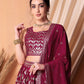Rajwada Dark Pink Georgette Embellished Semi-Stitched Lehenga For Women
