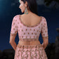 Rajwada Pink Embroidered Soft Net Semi Stitched Lehenga With Blouse For Women