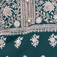 Rajwada Teal Blue Georgette Embroidered Semi Stitched Kurta Set For Women