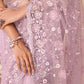 Rajwada Purple Net Embroidered Saree With Unstitched Blouse For Women