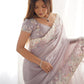 Rajwada Light Pink Crush Embroidered Saree With Unstitched Blouse For Women