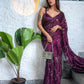 Rajwada Women Deep Purple Sequin Saree With Unstitched Blouse