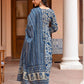 Rajwada Navy Blue Rayon Printed Stitched Kurta Set For Women