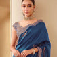 Rajwada Teal Blue Silk Blend Embellished Saree For Women