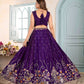 Rajwada Purple Chinon Sequence Embroidered Semi-Stitched Lehenga For Women
