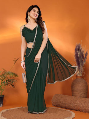 Rajwada Green Georgette Printed Saree For Women