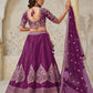 Rajwada Wine Silk Blend Embroidered Semi-Stitched Lehenga For Women