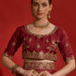 Rajwada Maroon Embroidered Georgette Saree With Unstitched Blouse For Women