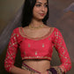 Rajwada Wine Embellished Georgette Saree With Unstitched Blouse For Women