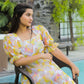 Rajwada Yellow Georgette Stitched Printed Indo Western Dress For Women