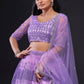 Rajwada Women Lavender Net Embroidered Semi Stitched Lehenga Choli