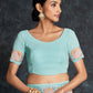 Rajwada Sea Green Embroidered Georgette Saree With Unstitched Blouse For Women