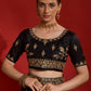 Rajwada Black Embroidered Georgette Saree With Unstitched Blouse For Women