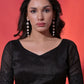 Rajwada Black Embellished Georgette Saree With Unstitched Blouse For Women