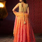 Rajwada Orange Organza Embroidered Semi-Stitched Lehenga For Women